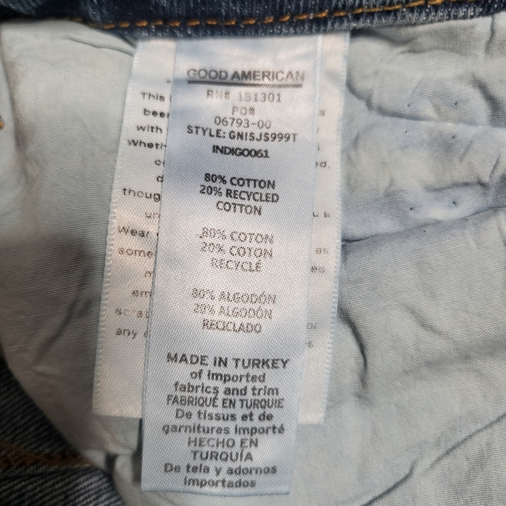 NWT Good American Good 90s Slim Ripped Knee Straight Jeans in Indigo - Picture 9 of 14